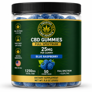 25mg Blue Raspberry CBD Gummies — 50-Pack Jar