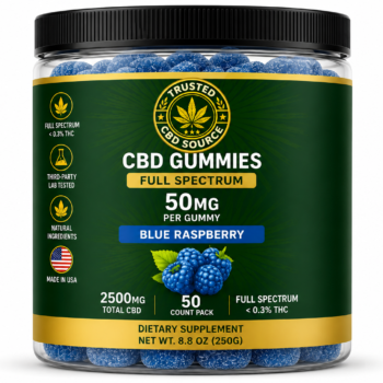 50mg Blue Raspberry CBD Gummies — 50-Pack Jar